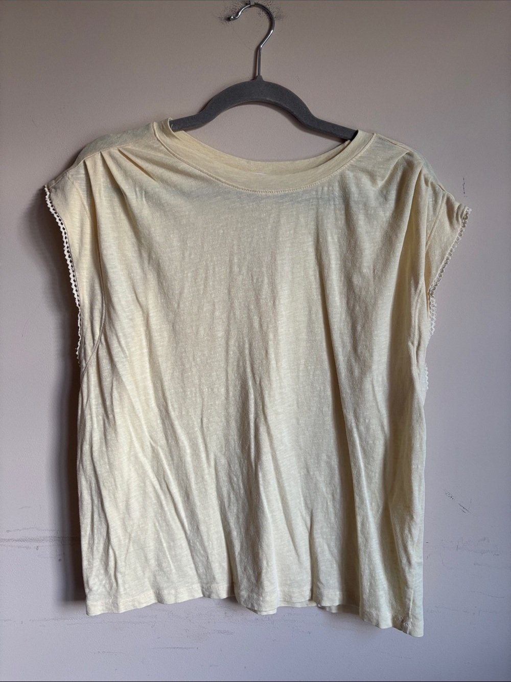 Sundry pale yellowCrochet-Edge Cap Sleeve Tank